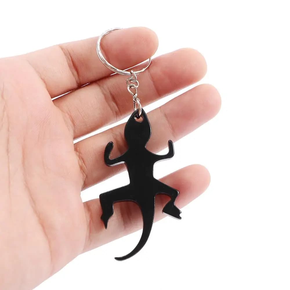 Creative Novelty Lizard Shape Keychains Alloy Beer Keys Ring Bottle Opener Openers Corkscrew