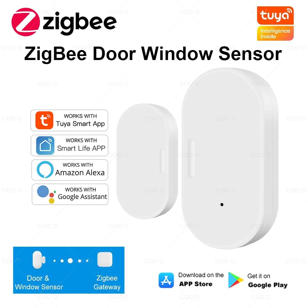 Tuya Smart Home Zigbee Sensore porta Allarme Finestra Porta Rilevatori aperti/chiusi Protezione di sicurezza Voce Smart Life per Alexa Google