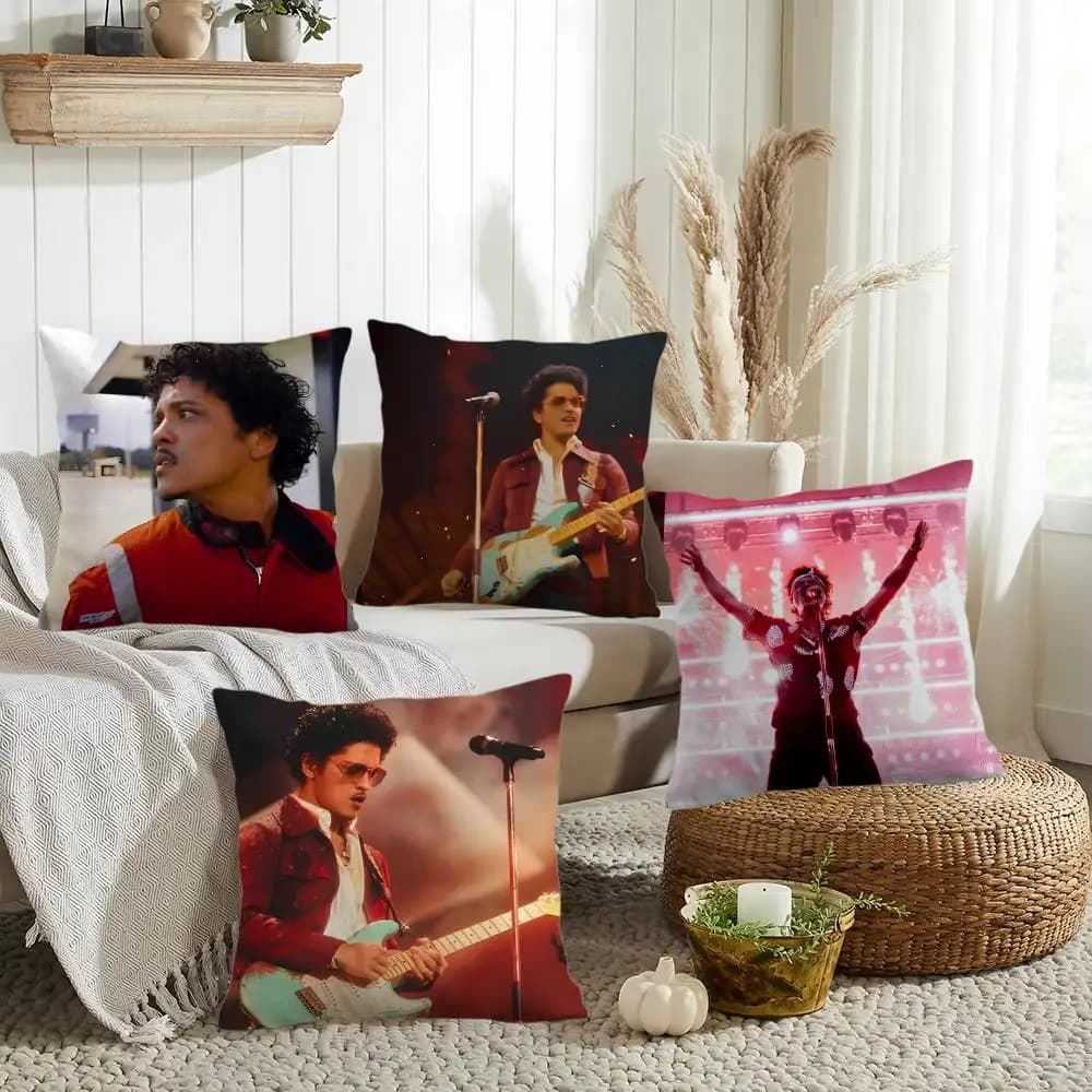 Singer B-Bruno M-Mars Cushion Cover Double-Sided Printed Organic Linen Pillow Cover, Decorative for Sofa Home