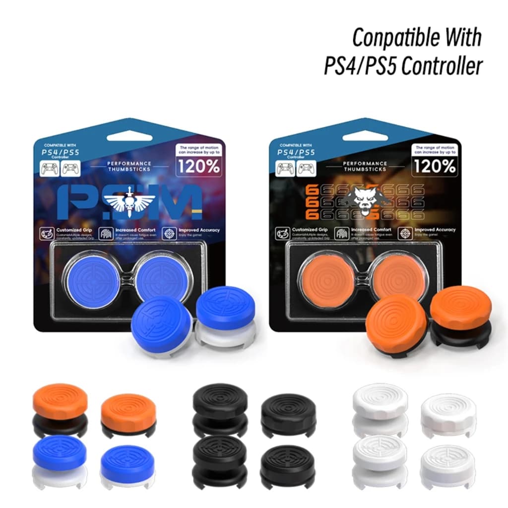 PS4 PS5 Performance Thumb Grips (2-Pack) - High & Low Rise Anti-Slip Joystick Covers for Enhanced Control