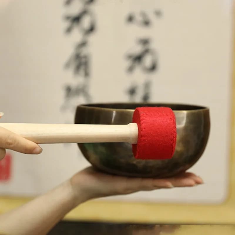 Handmade Tibetan Bowl Stick Meditation Singing Bowl Tone Mallet Wool Felt Buddhism Knock Stick Percussion Instrument Accessories