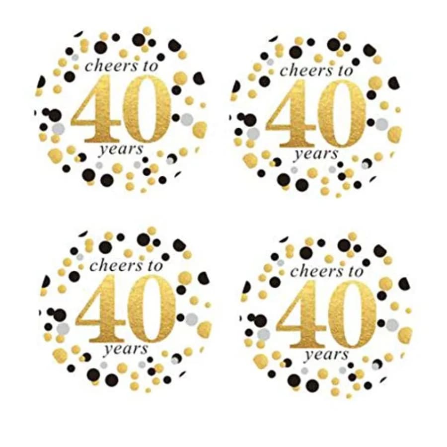 Shiningparty 2 Round 50 Pack of Cheers to 40 Years Label Stickers Birthday Party Sticker Labels 40th Birthday Party Favor Stick