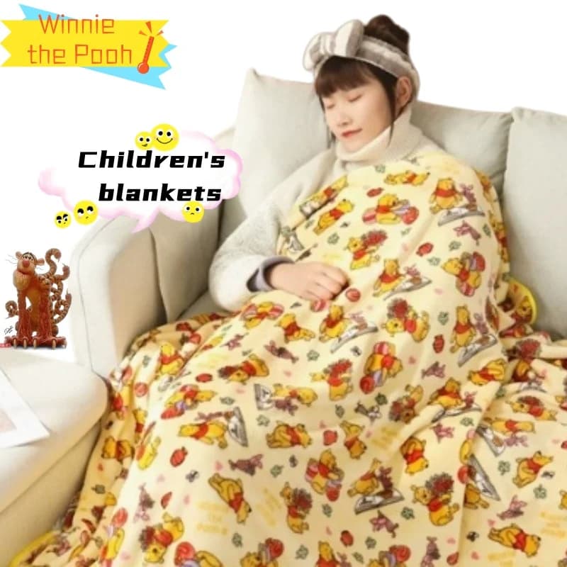 Coperta in pile corallo Disney con simpatico orsetto Winnie, coperta estiva per bambini per aria condizionata, coperta singola calda invernale per il pisolino