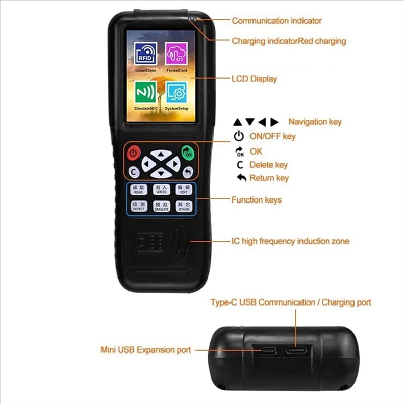 A37T-X100 RFID NFC Smart Card Reader Writer + 5XCUID Card RFID Duplicator ID IC Card Programmatore Copiatrice chiave crittografata