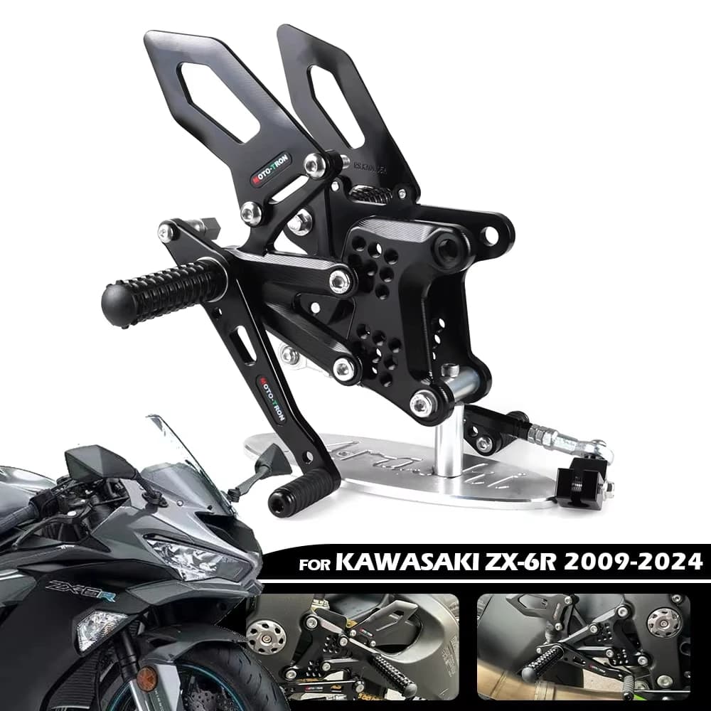 ZX6R pedane posteriori pedane posteriori poggiapiedi parti modificate per KAWASAKI ZX-6R ZX636 2009-2024 accessori per ricondizionamento in lega di alluminio CNC