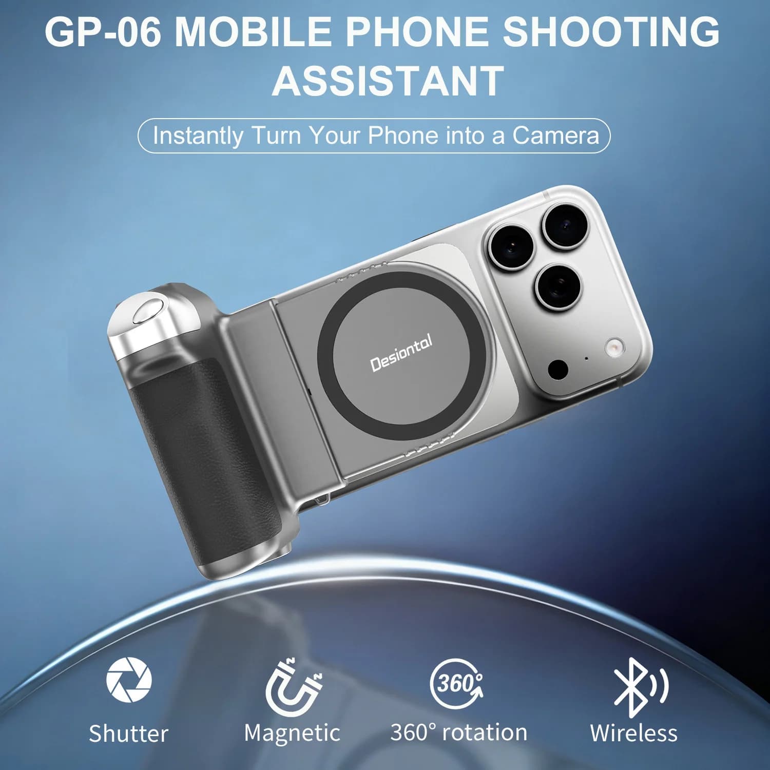 Desiontal Retro Trigger per Telefono Cellulare, Impugnatura per Fotografia, Accessori per Smartphone, Kit per Fotografia di Strada, Asta Selfie Portatile