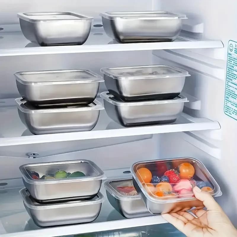 Sealed Freshness Container Stainless Steel Food Storage Containers Stackable Meal Prep Boxes for Fridge Lunch Travel Kitchen