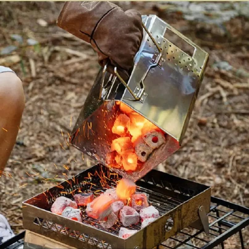Campingmoon MT-18 Stainless Steel Foldable Portable Carbon Lighter Camping Picnic Barbecue Stufa Fire Starter