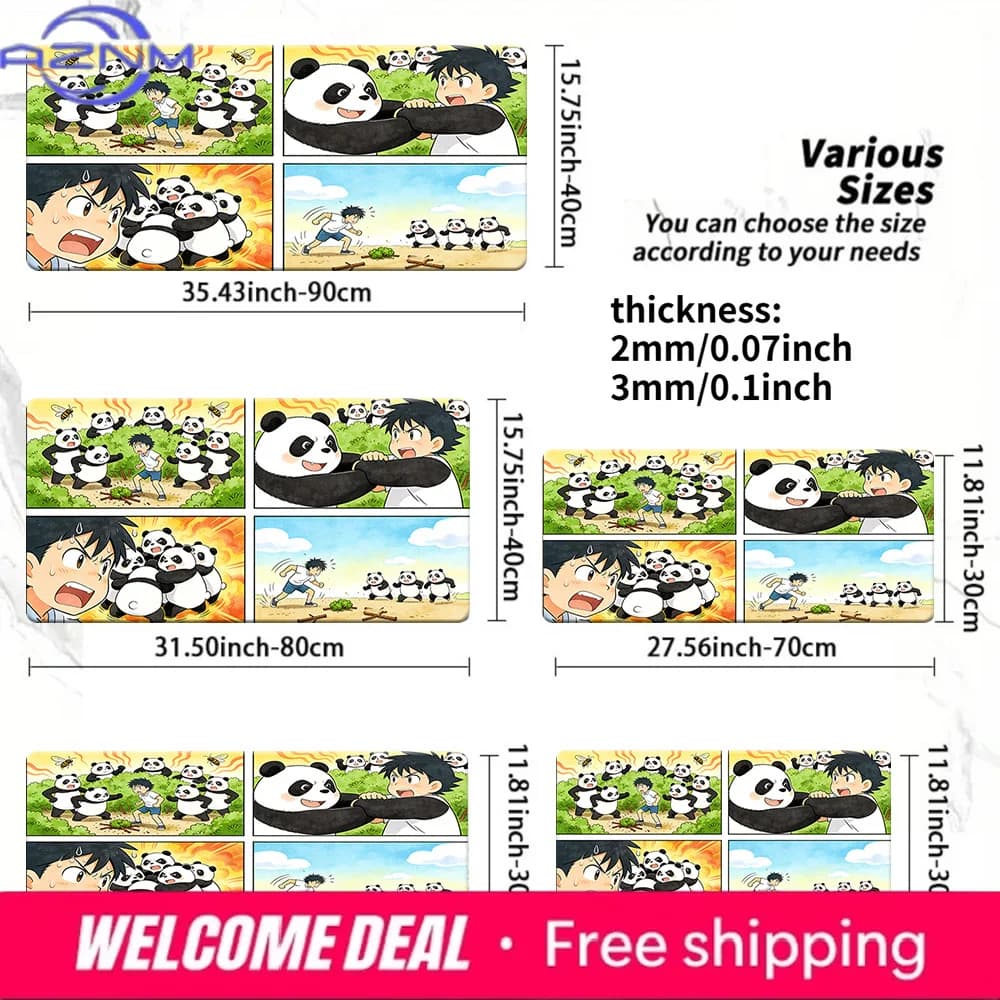 Tappetino da gioco antiscivolo per giochi di carte collezionabili con personaggi anime Boy vs Pandas