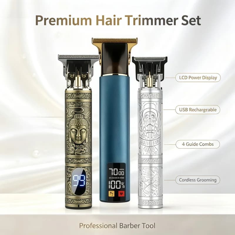 Retro Professional Electric Hair Clipper USB Rechargeable Cordless Hair Trimmer Men Beard Barber Cutting Machine For Home Salon