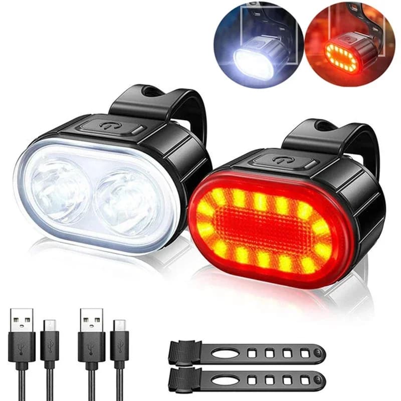 Fanale posteriore per bicicletta Luce anteriore impermeabile Lampada per bici MTB Avvertimento Fanale posteriore per bici LED Ricarica USB Faro per bici Parti di ciclismo