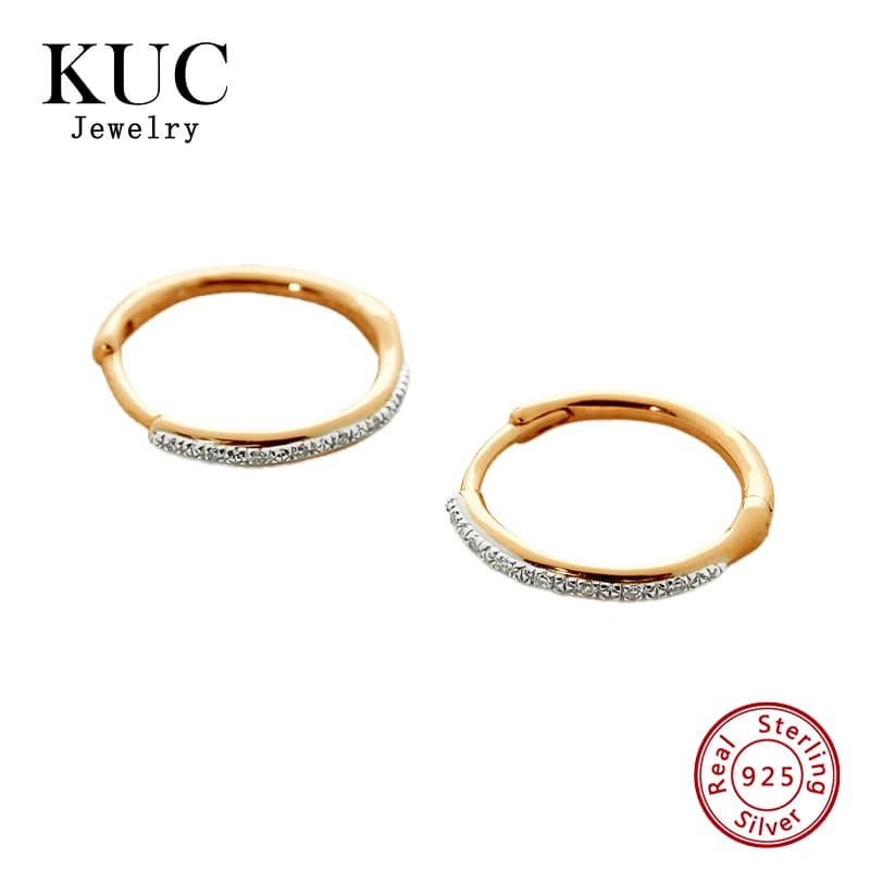 Orecchini a Cerchio Piccoli Minimalisti di Lusso in Argento Sterling 925 Placcato Oro 18k con Zirconi