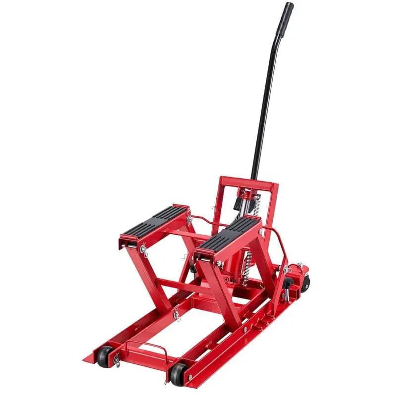 Steel Hydraulic Motorcycle Jack Stand, 1500 LBS ATV Scissor Lift Jack, 4.7"-15" Scissor Lift Jack Stand with 4 Wheels, Hydraulic Foot-Operated Hoist Stand for Motorcycle ATV UTV Powersports