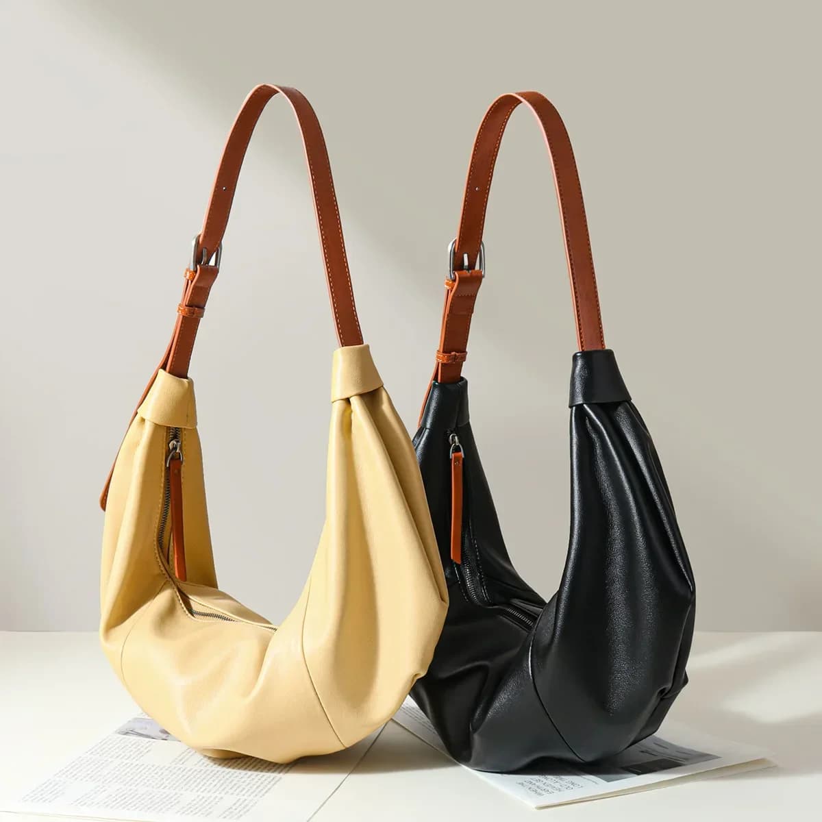 Borsa Fasciatoio in Vera Pelle 100% Originale Testurizzata, Borsa a Tracolla da Donna, Shopper Casual Elegante per il Lavoro