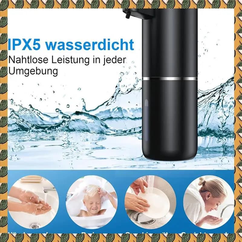 A77I Dispenser automatico di sapone 3X, 380 ml, montaggio a parete elettrico, dispenser automatico di sapone senza contatto, schiuma ricaricabile tramite USB