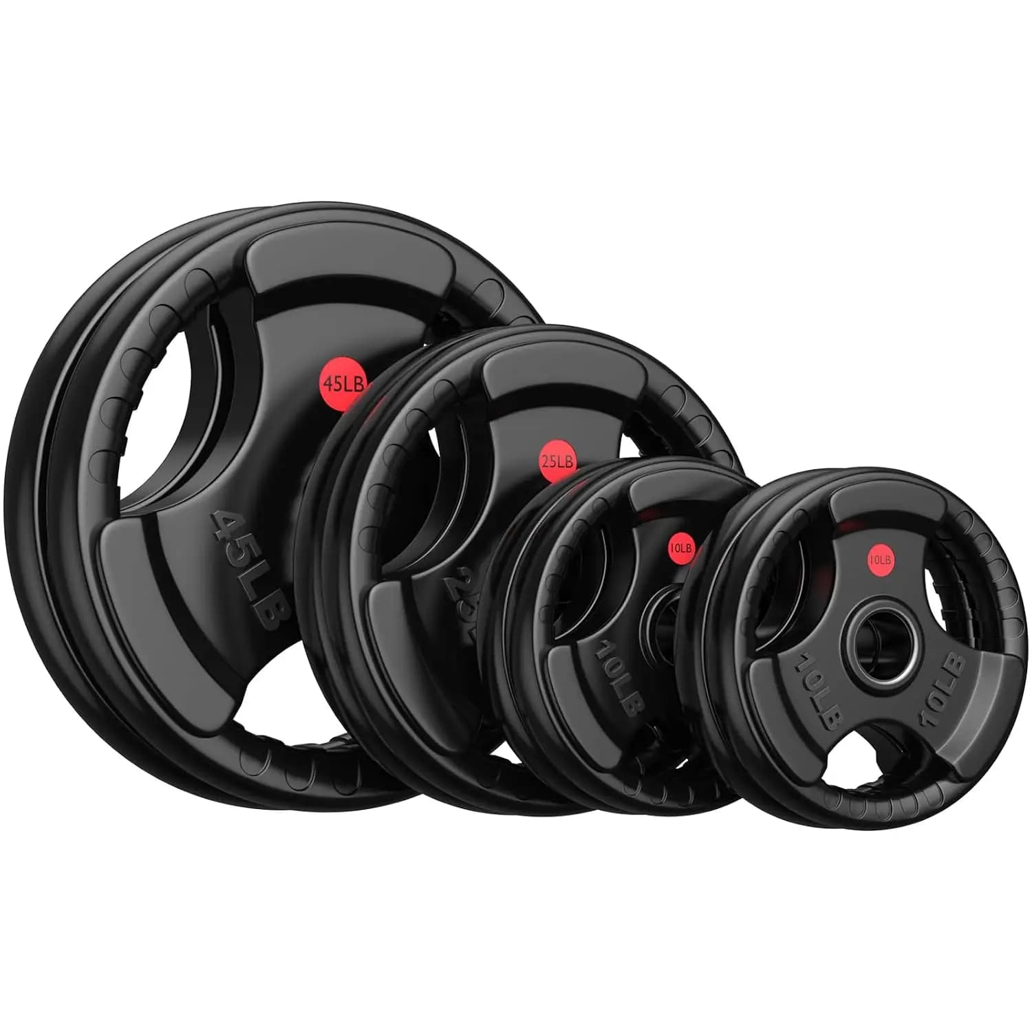 Rubber Olympic Weight Plates 2-Inch Training 2.5-250LB Set Three-Grip Easy Handling Quiet Floor-safe Home Gym, Customized
