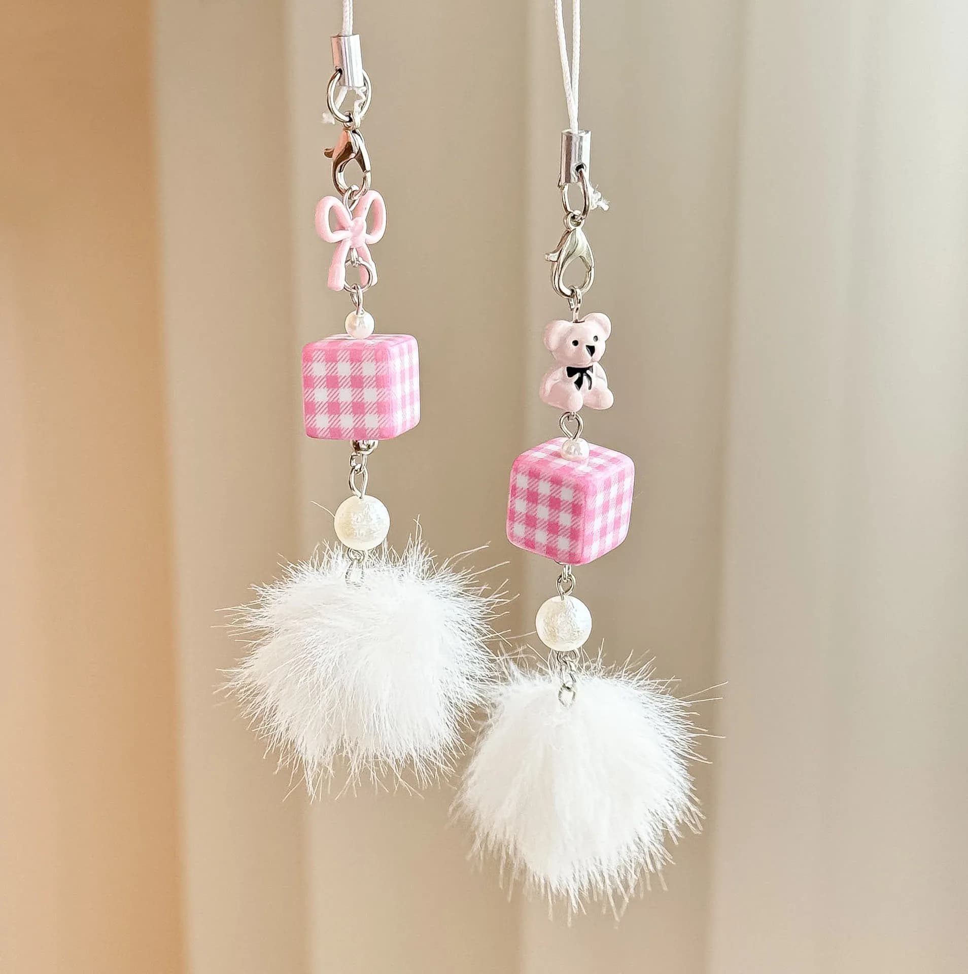 Cinghie per cellulare Hairball Bear Dolce Bowknot Portachiavi in stile coreano Cordino per custodia per iPhone Decorazione per zainetto Regalo pendente