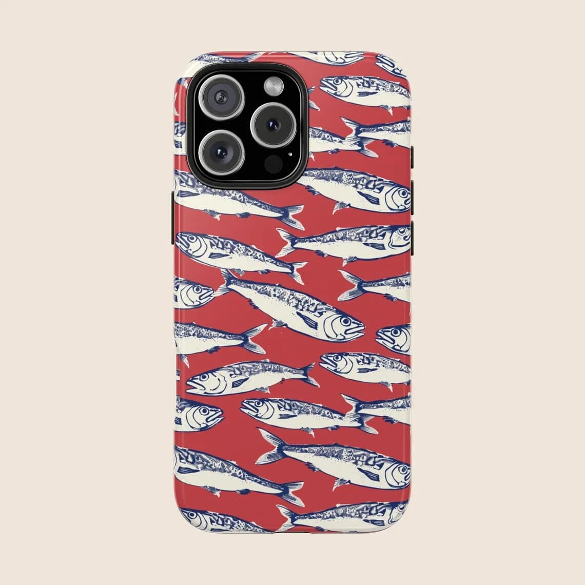 Salted fish print luxury design Phone Case for iPhone 17 16 15 14 13 12 11 7 8 Air Pro Max Plus Luxury Double-layer Back Cover