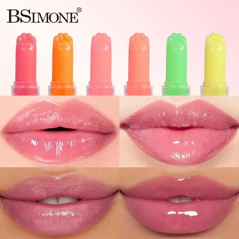 BSIMONE Balsamo Labbra Idratante Impermeabile che Cambia Colore Sensibile alla Temperatura Gusto Frutta Labbra Morbide Rossetto Gelatinoso Idratante