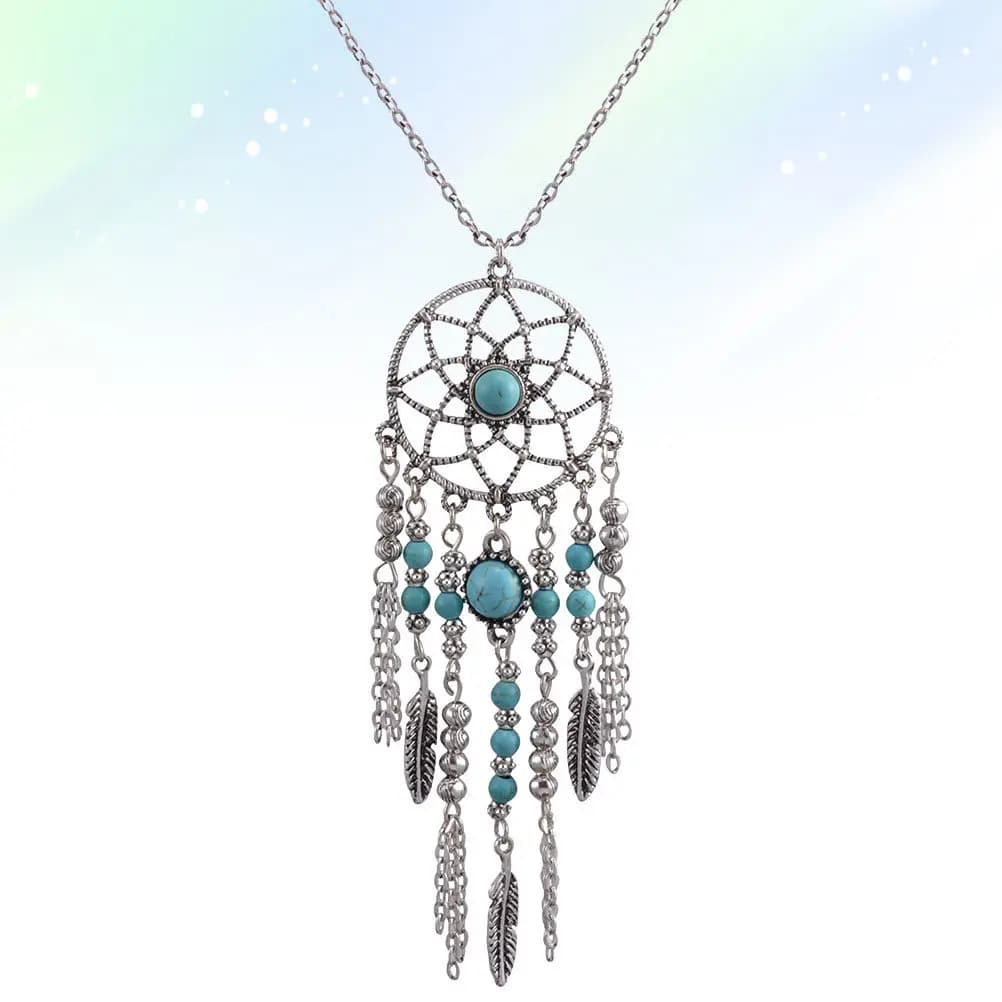 Bohemia Necklace Silver Alloy Dreamcatcher Pendant Creative Jewelry Gift Valentines Birthday Party Daily Beach Wear