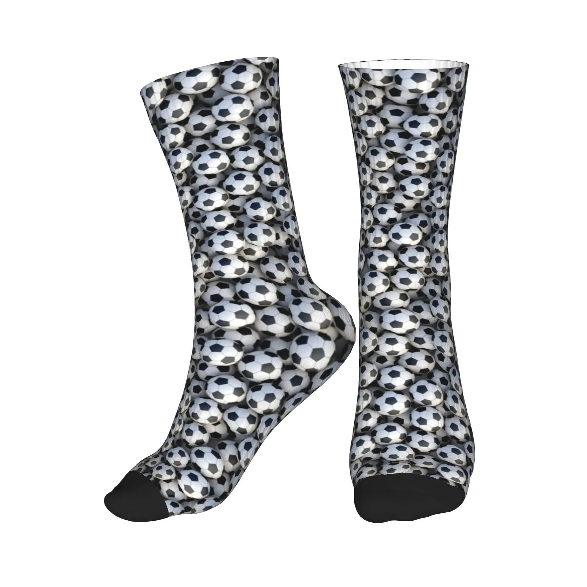 Fashionable men's socks with football pattern, warm and breathable unisex socks with 3D print