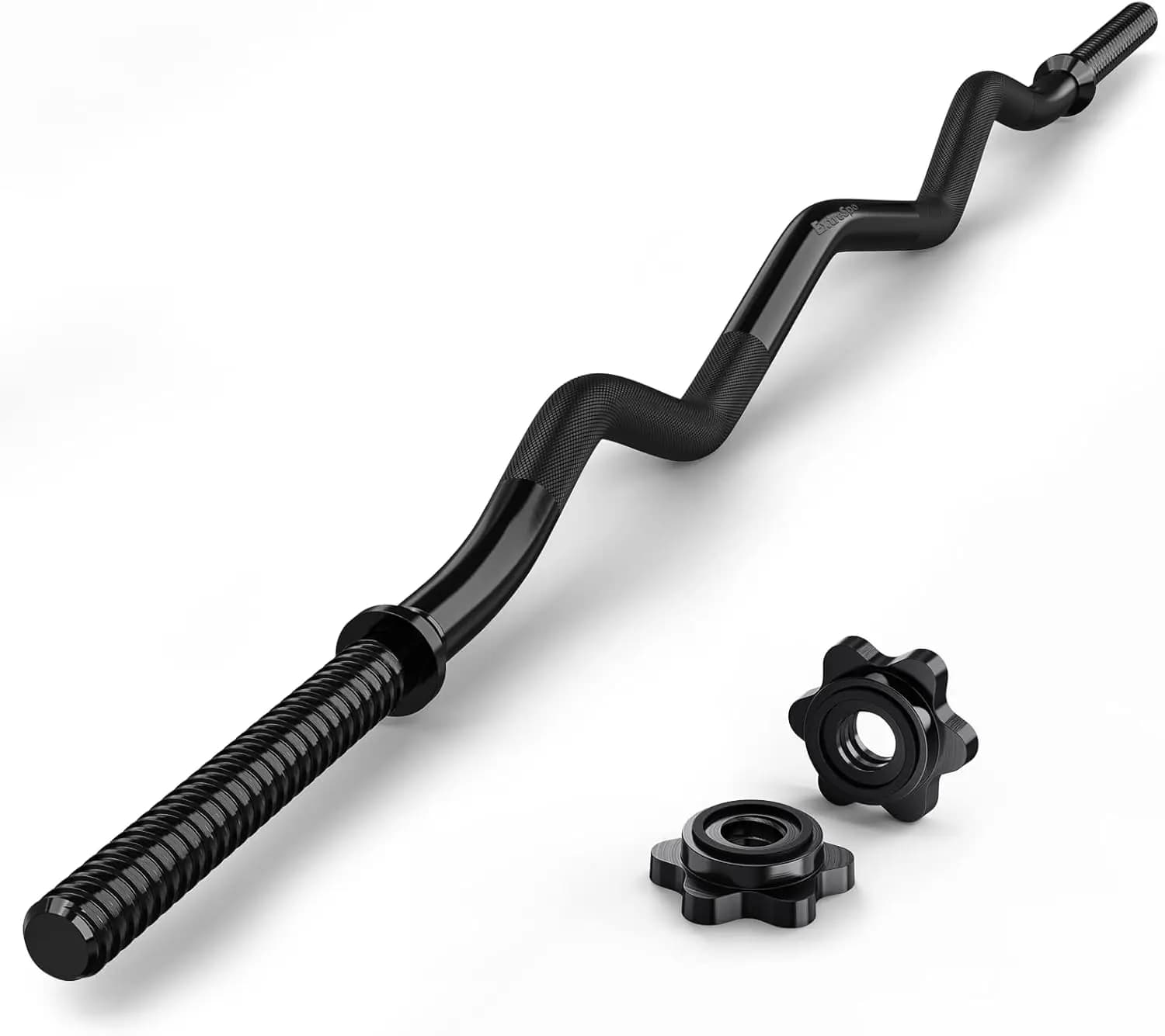 47 inch EZ Curl Bar for Pesi Lifting, Hip Thrust, Squat, Lunges - Compatible with 1 inch Plates for Gym and Home Use