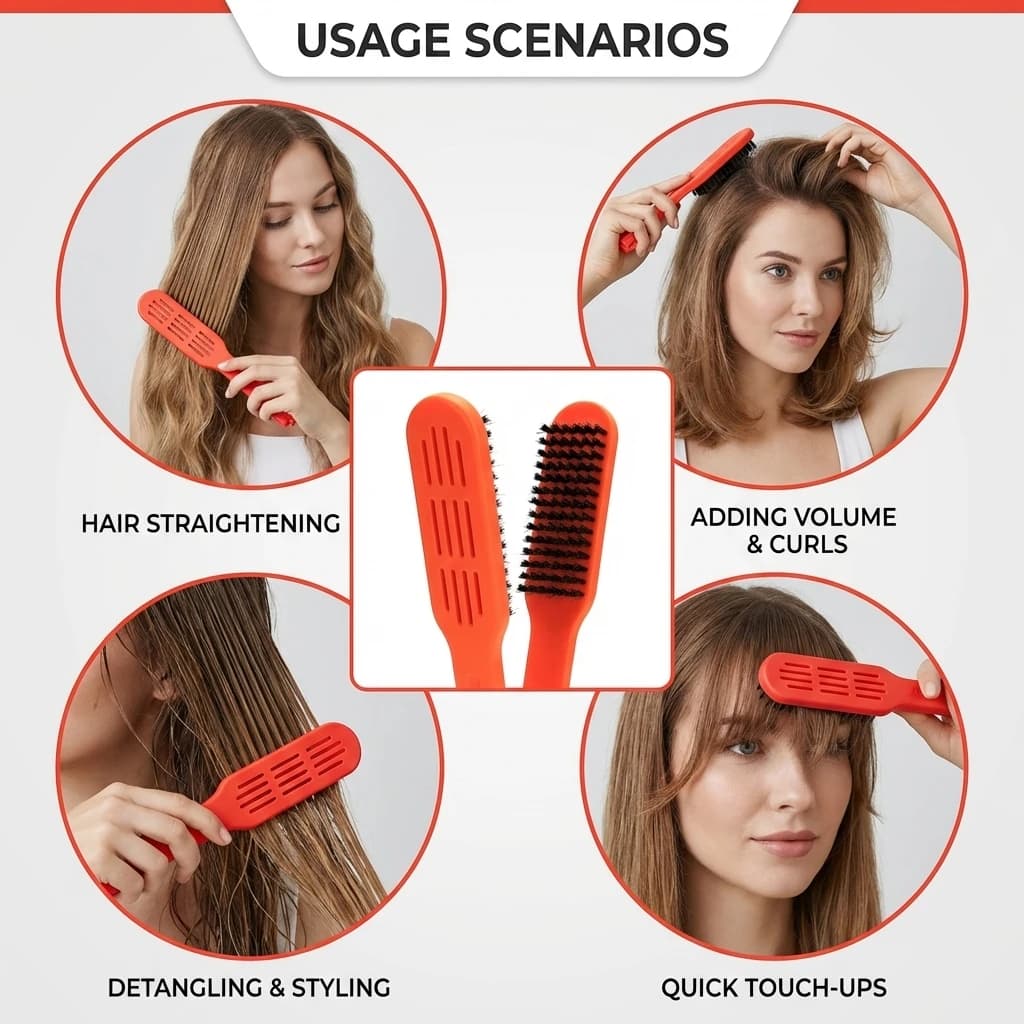 V-Portable Smooth comb with Double Face Anti-static curling brush, Styling tool 2 in 1