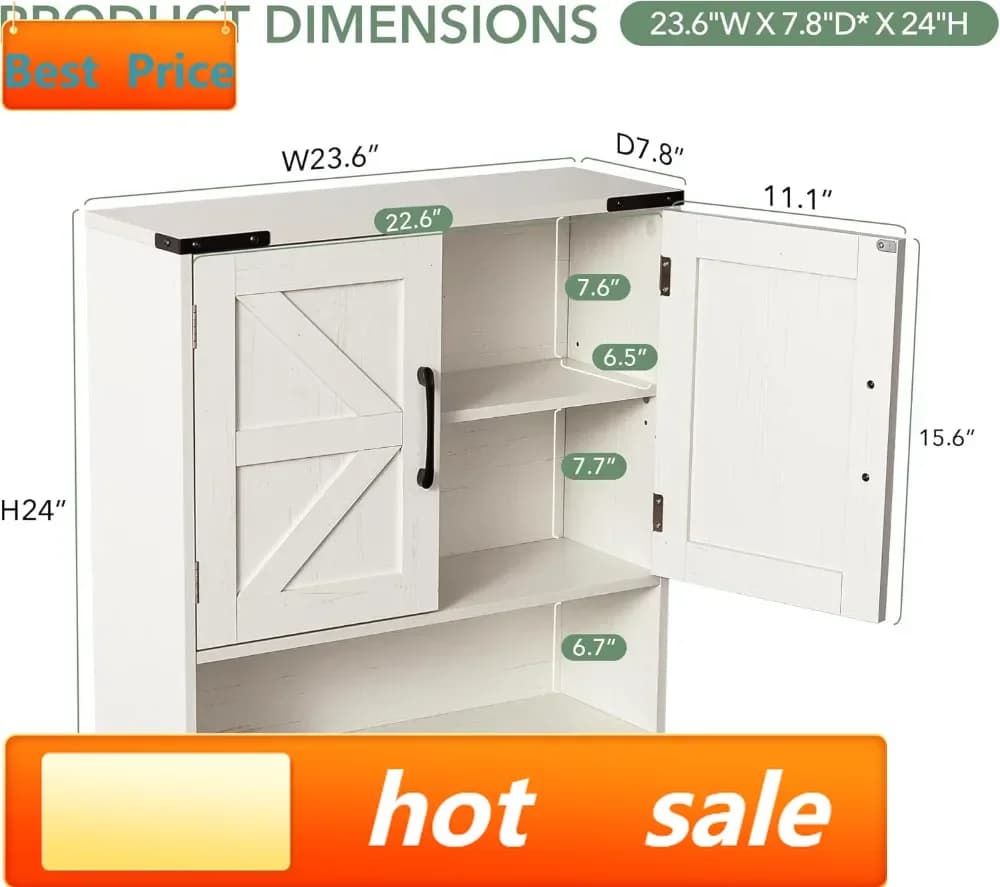 Armadietto da bagno stile rustico con sensore di movimento, portasciugamani e ripiani regolabili, bianco 24x24 pollici - Offerta imperdibile!