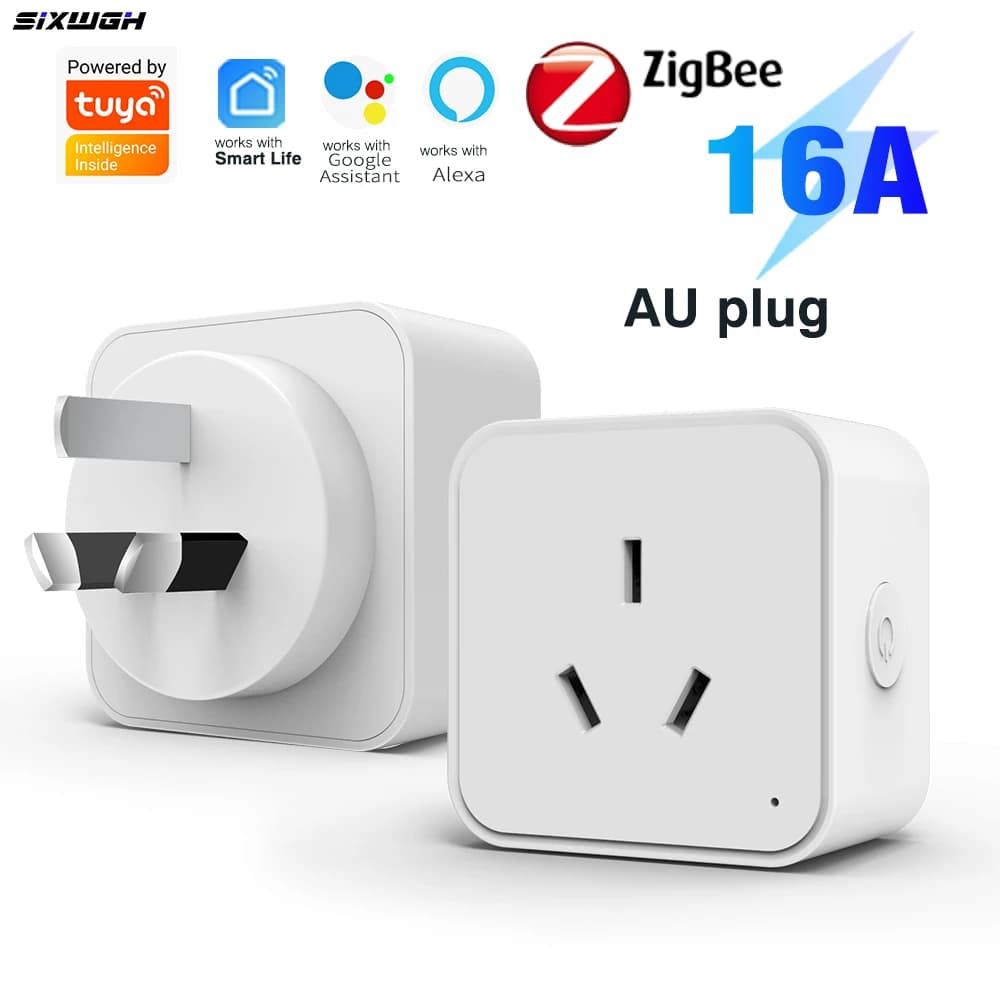 Presa intelligente Tuya Zigbee 3.0 standard AU con timer e monitoraggio energetico, compatibile con l'app Smart Life, funziona con Alexa e Google.