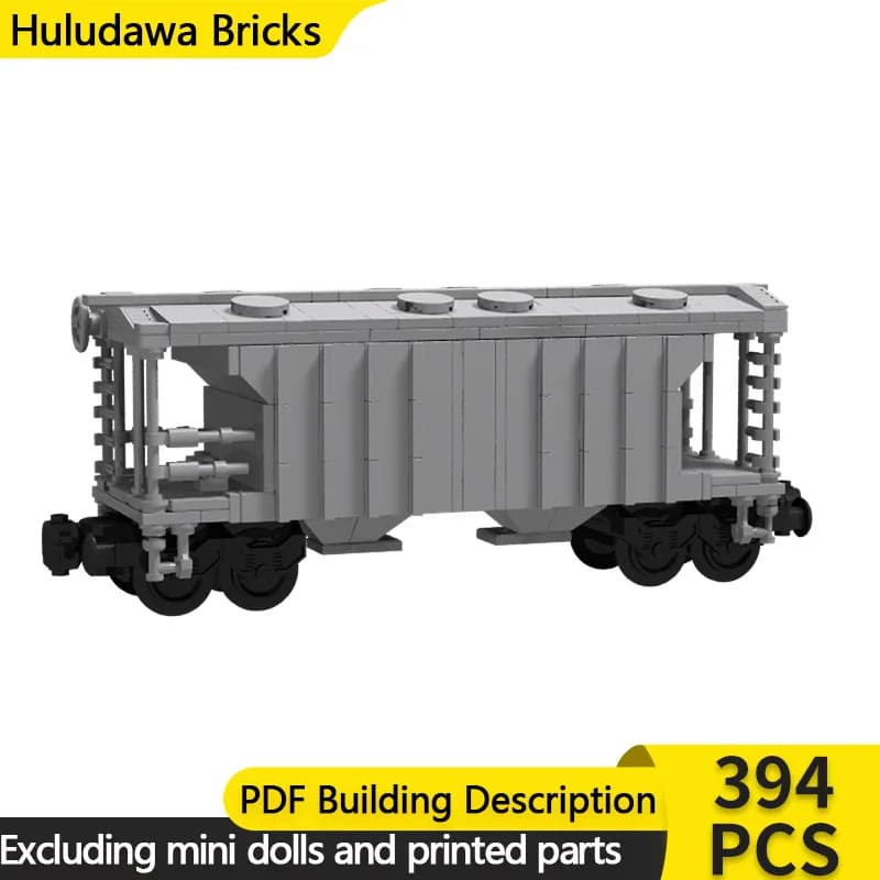 City Car Model MOC Building Bricks 2 Bay Covered Hopper Train Modular Technology Gifts Holiday Assemble Children Toys Suit