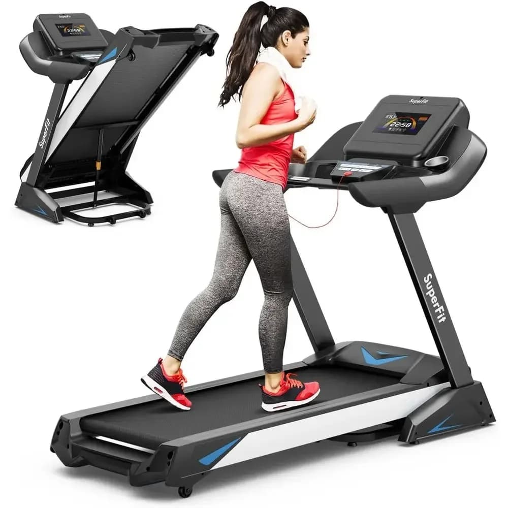 Heavy-Duty Treadmill with 4.75HP, 15% Auto Incline, 20 Workout Programs, Bluetooth Speaker, Soft Drop System, and Home/Gym Use
