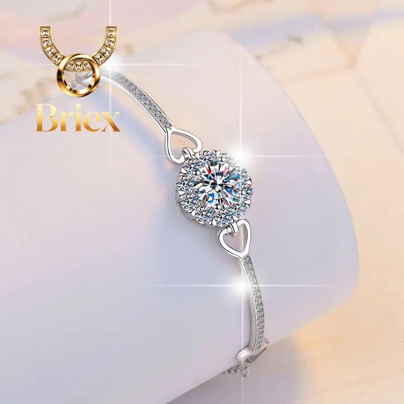 Bracciale Briex Jewelry con Doppio Elemento Scintillante, Moissanite 1CT PT950 Platino, Must-have per Feste e Street Style