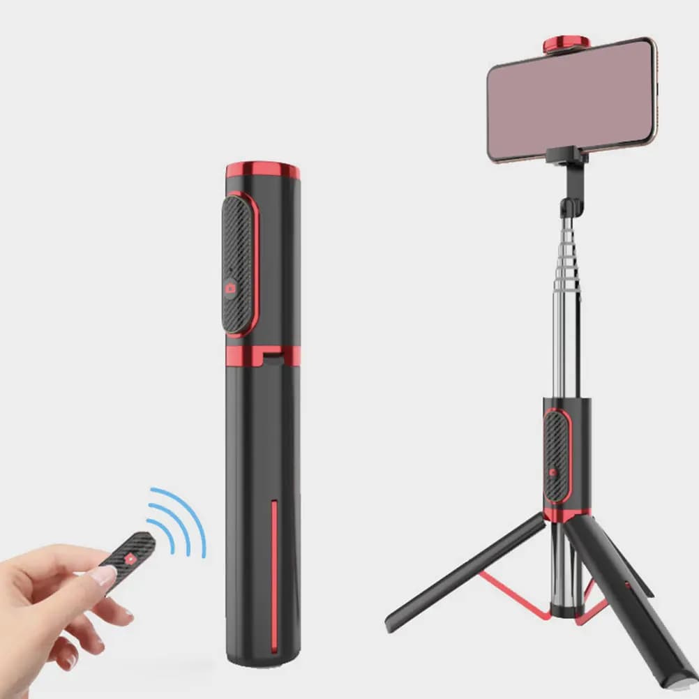 Bastone Selfie con Treppiede Portatile, Telecomando Wireless, Supporto Estensibile per Telefono, Accessori da Viaggio Leggeri e Compatti