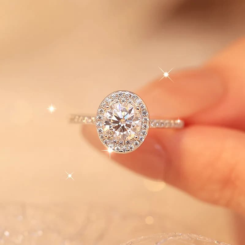 Anello da Donna con Moissanite da 1 Carato in Platino PT950, Forma a Uovo di Piccione - Scelta di Lusso Leggero, Anello Elegante e Prezioso per Donne