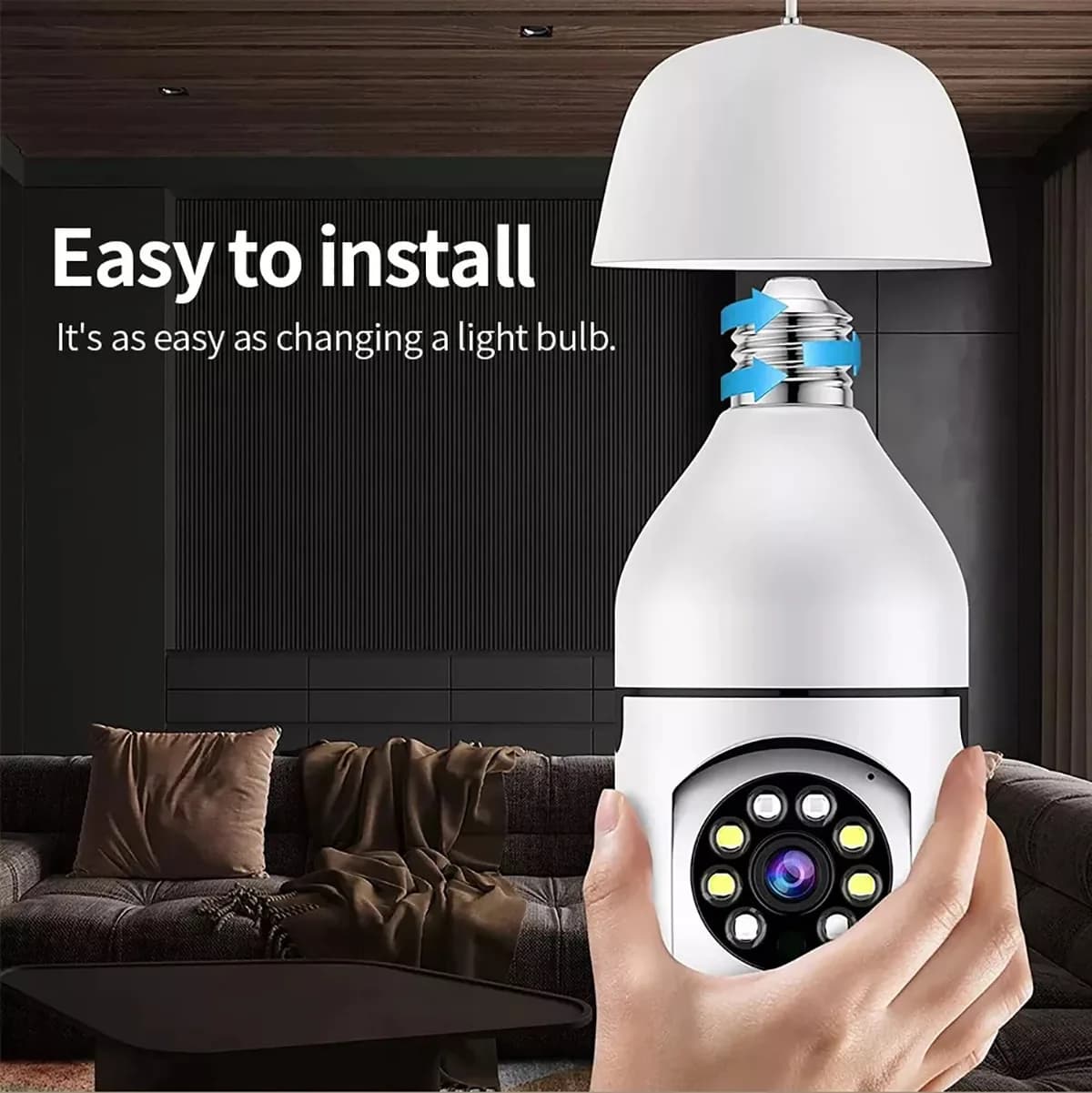 2MP 1080P YCC365 App E27 Testa della lampada Presa PTZ IP Dome Telecamera a colori AI Rilevazione umanoide Sicurezza CCTV Baby Monitor