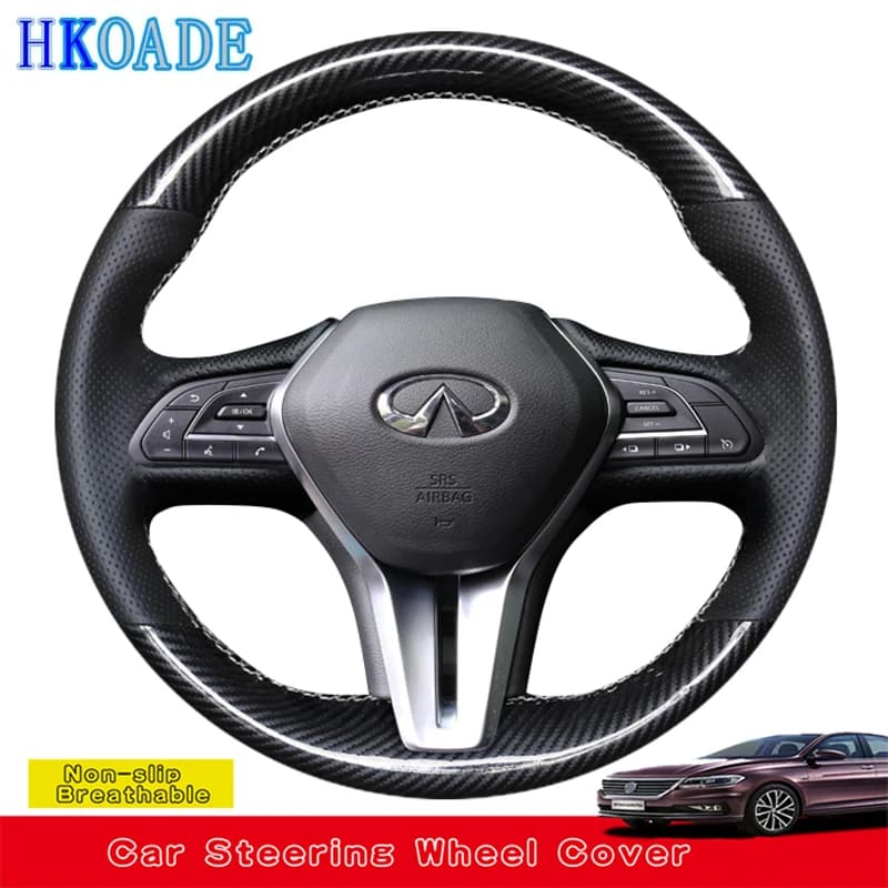 Customize DIY Carbon Fiber Leather Steering Wheel Cover For Infiniti QX50 Q50L QX60 Q60 Q50 QX30 QX80 Car Interior Accessories