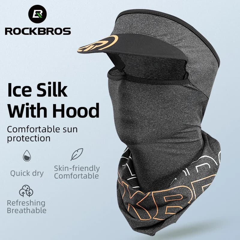 ROCKBROS Maschera Integrale da Ciclismo in Seta Ghiaccio con Visiera, Traspirante, Protezione Solare per Collo, Sport, Escursionismo, Pesca, Ciclismo, Estiva