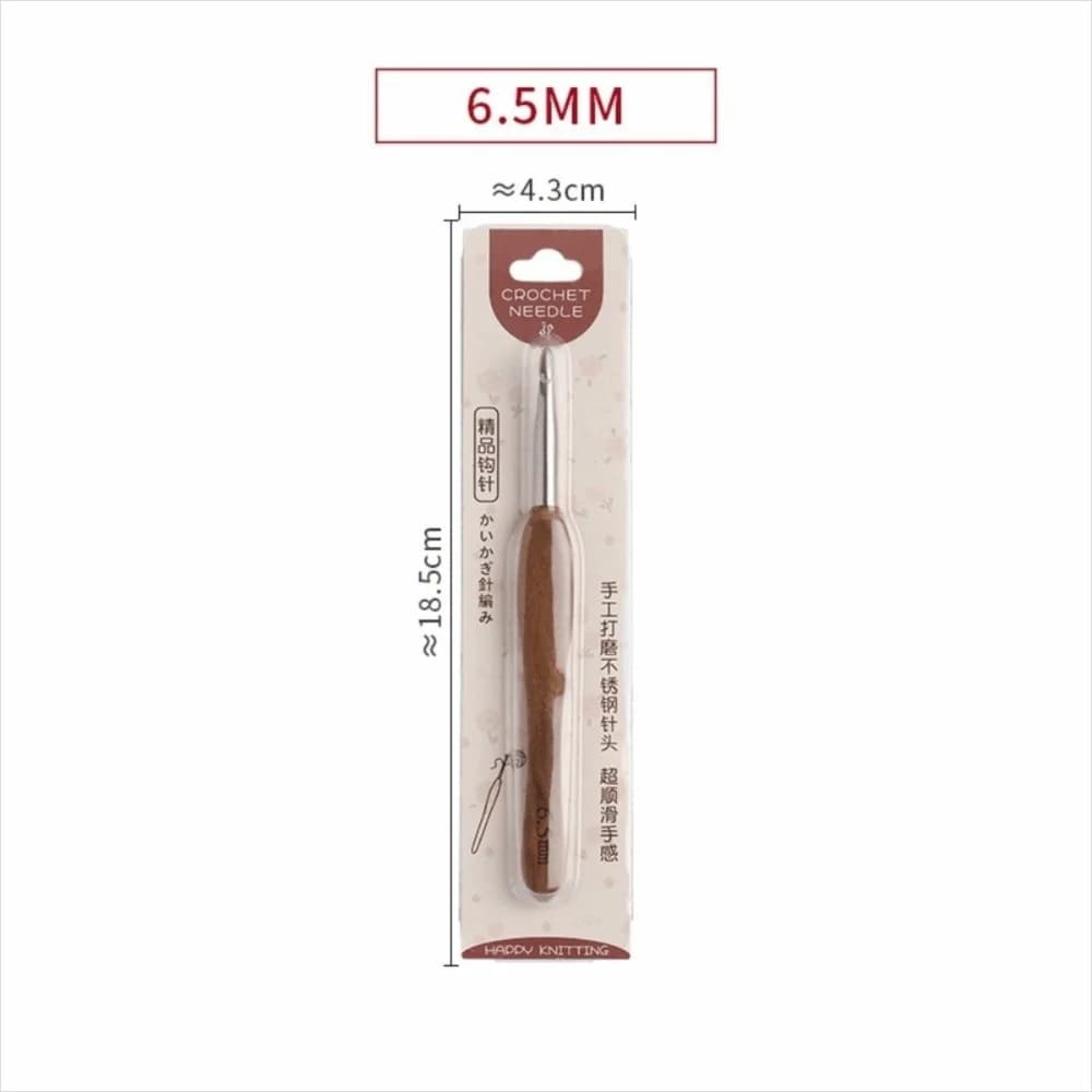 Durable 2.0-6.0MM Crochet Hook Sandalwood Handle Handmade Crafts Fine Hook Head Stainless Steel Crochet Hook Weaving Tool