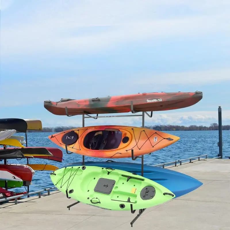 Portaoggetti per kayak, supporto da pavimento per paddle board, per interni ed esterni, larghezza regolabile, per canoa, per tavola da surf, barca, dock per garage