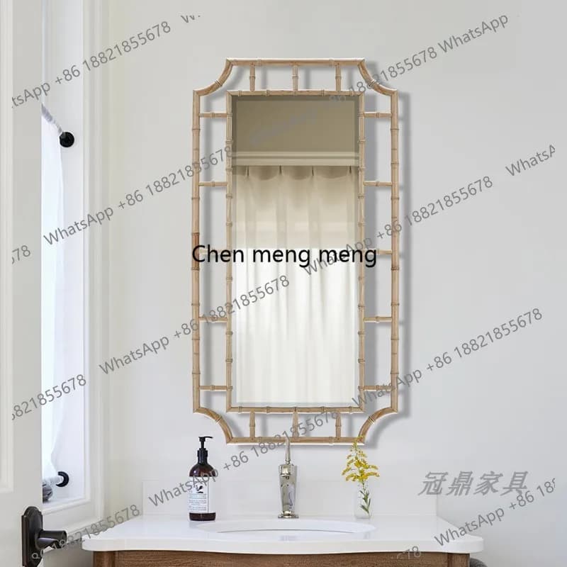Nuovo specchio da bagno a parete per bagno in stile cinese, specchio per trucco antico per lavabo