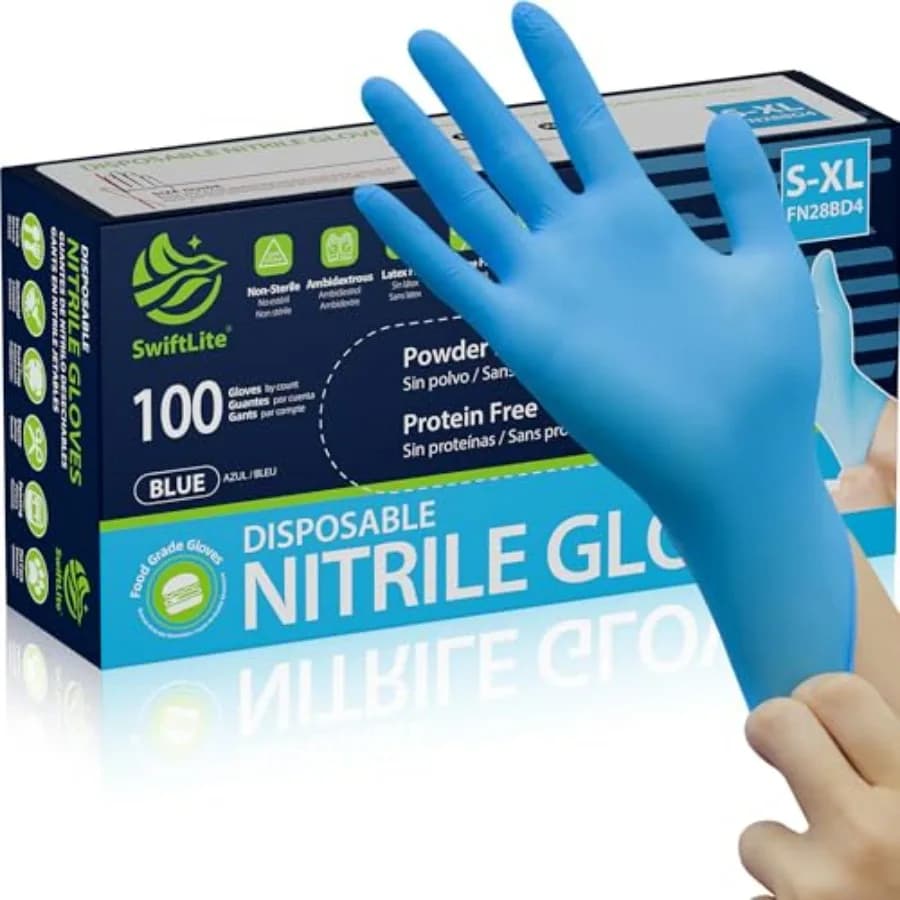 SWIFTLITE Nitrile Gloves, Disposable Gloves Food Safety, Latex-free, Blue Rubber Gloves Without Powder for Kitchen and Cleaning
