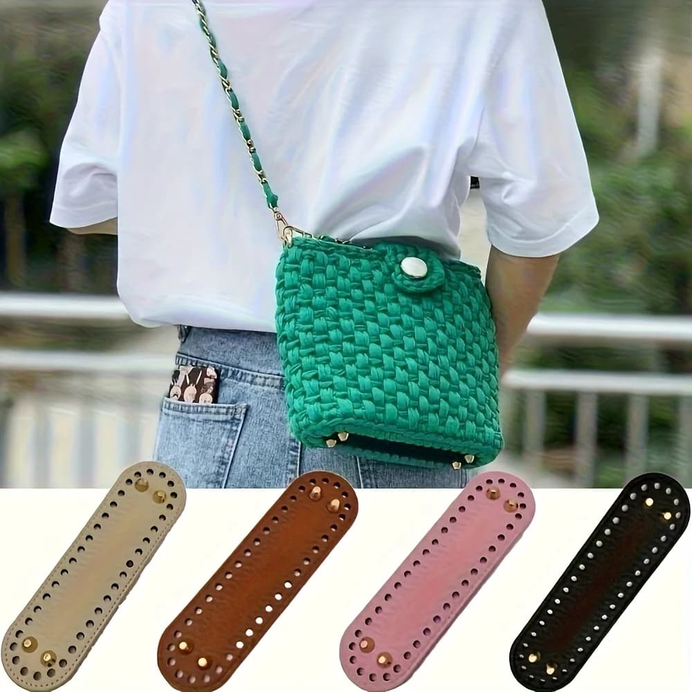 4Pcs PU Leather Base Handmade Bag Bottom for Hook Diy Women Purse Handbag Knitting crochet Bags Accessories Parts