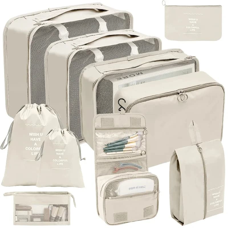 7/8/9/10 Pcs Set Travel Organizer Bags Storage Bags Valigia Packing Cubes Set Bags Clothes Clothes Tidy Pouch Foldable Shoes
