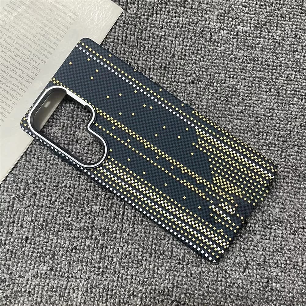 Custodia magnetica con texture in fibra di carbonio per Samsung Galaxy S25 Ultra S24 Ultra per cover rigida per PC con ricarica wireless Magsafe