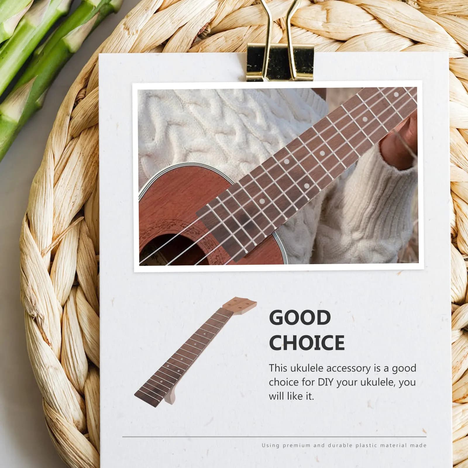 Set Premium di Tastiera e Manico in Legno per Ukulele, Kit per Costruzione, Riparazione e Sostituzione Fai-da-Te, Facile Installazione, Accessorio Musicale Creativo