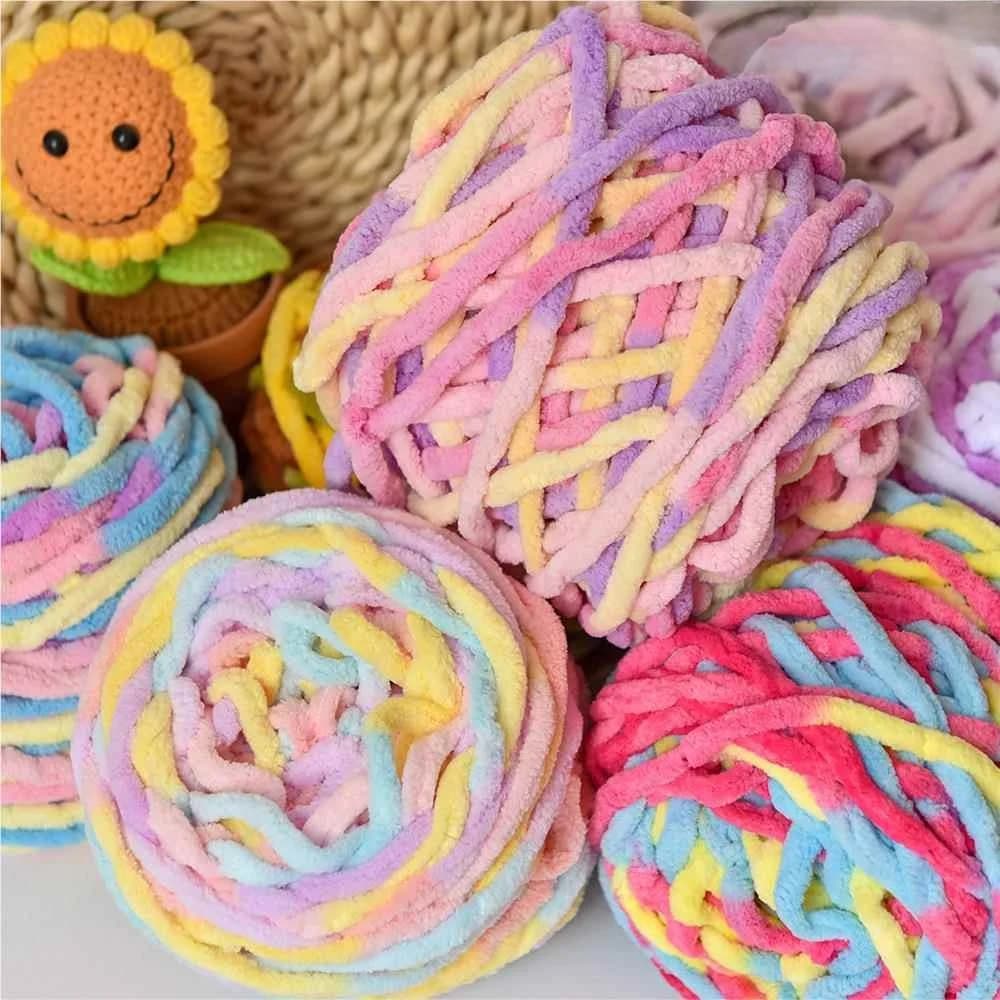 DIY Knitting Ice Strip Yarn Cotton Candy Hooked Scarf Self-Made Wool Ball Shoes Crochet Yarn Winter Warm Men's Fashion