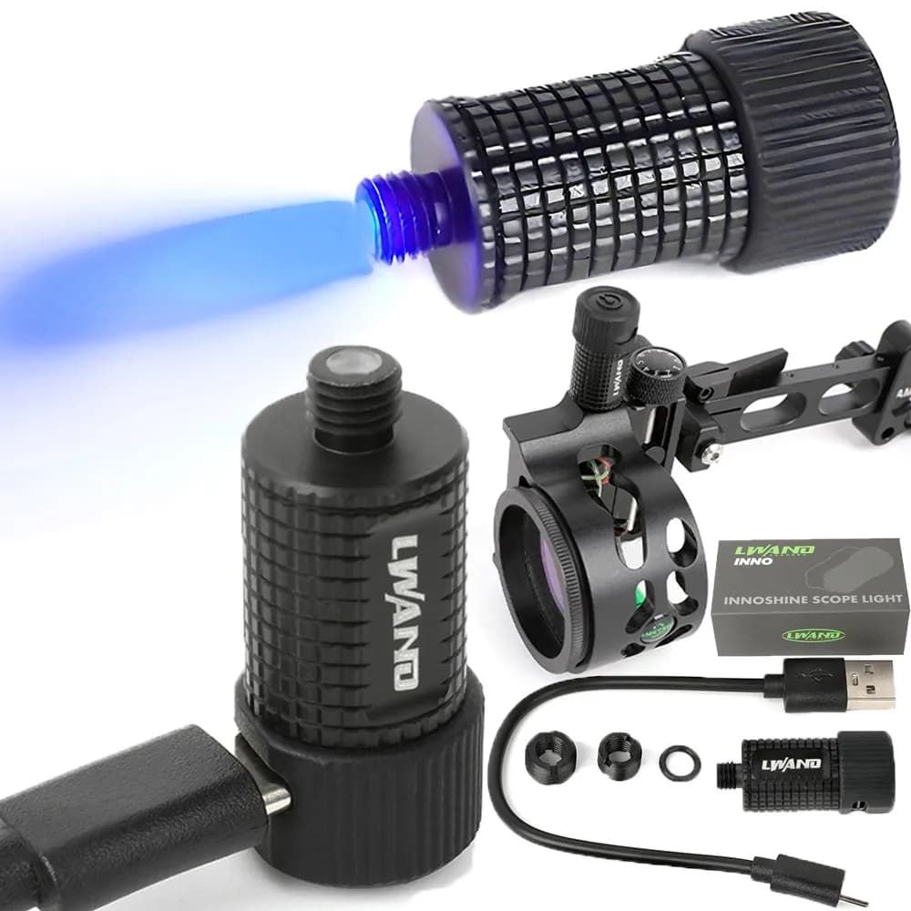 Tiro con l'arco Arco Sight Light Ricaricabile Regolazione universale LED 3 livelli Arco composto Sight Accessori da caccia