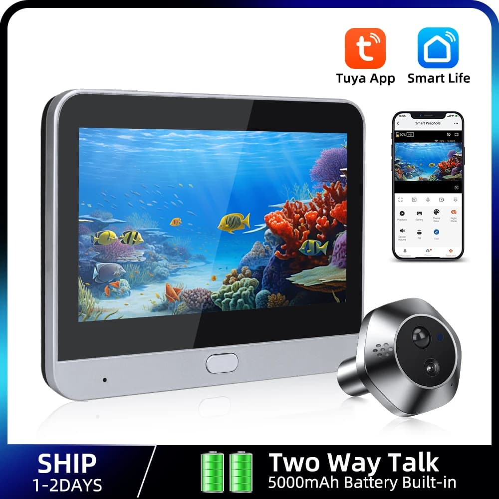 1080P WiFi Spioncino Tuya Smart Spioncino Videocamera Conversazione bidirezionale Sicurezza domestica Videocamera per visione notturna