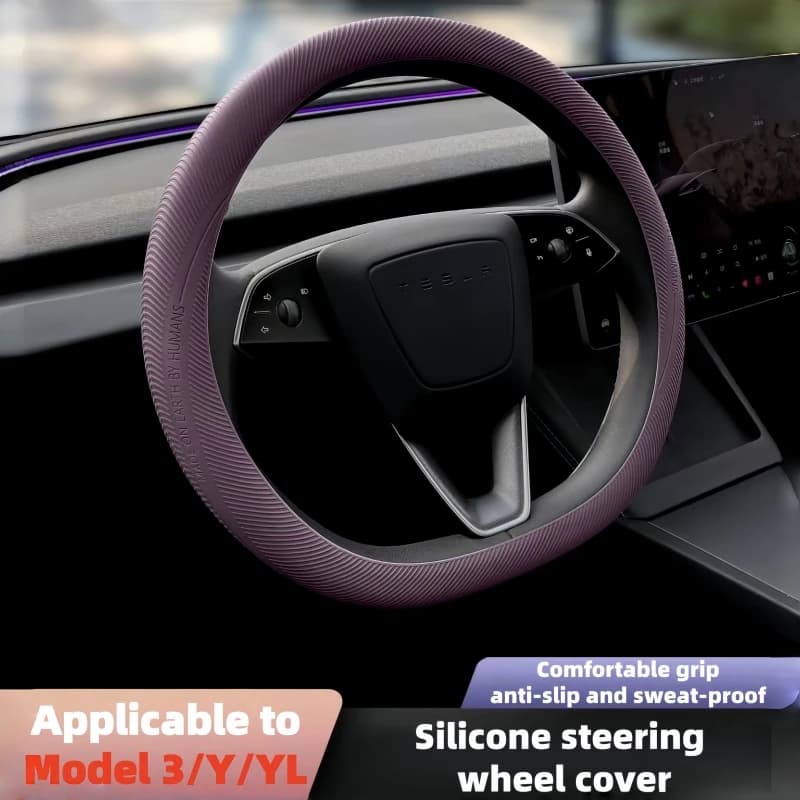 Coprivolante Universale in Silicone per Tesla Model Y/YL/Model 3, Antiscivolo e Antisudore, Forma Rotonda/a D, Adatto a Tutti i Modelli