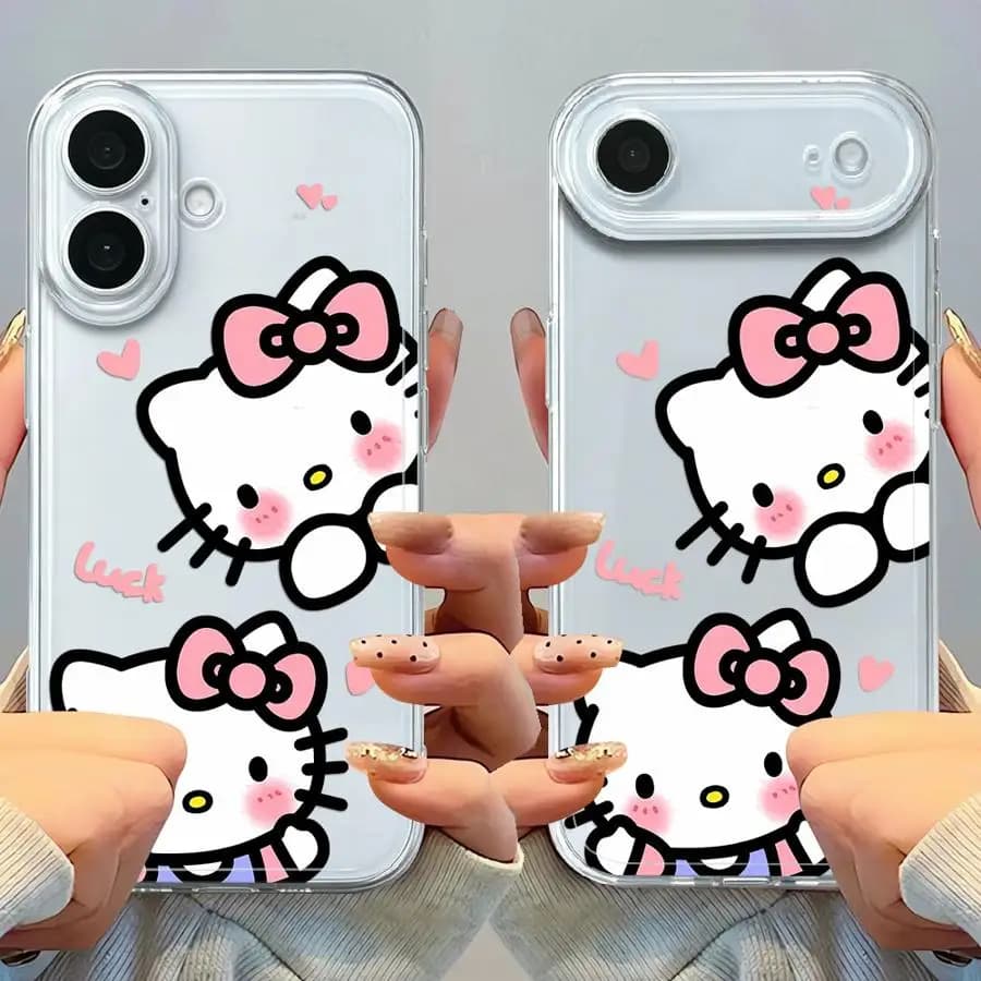 Cute Sanrio Hello Kitty Case for iPhone 17 Pro Max 14 Plus 17e XR 15 12 Mini 11 Air 13 Pro XS Max 16 Soft Phone Cover